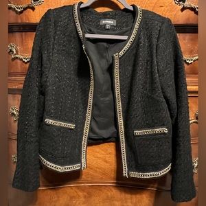 Express Tweed Blazer with Gold Detailing